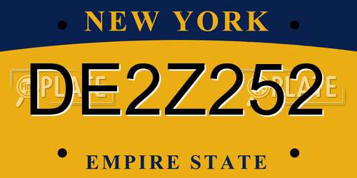 DE2Z252 New York License Plate