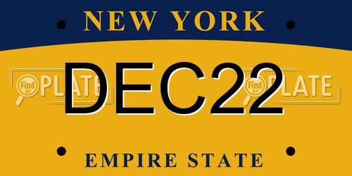 DEC22 New York License Plate