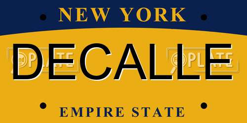 DECALLE New York License Plate
