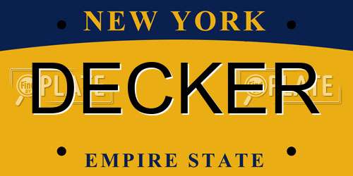 DECKER New York License Plate