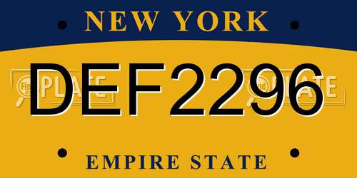 DEF2296 New York License Plate