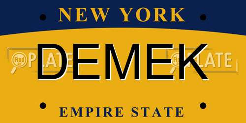 DEMEK New York License Plate
