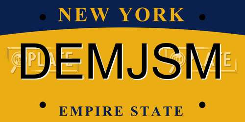DEMJSM New York License Plate