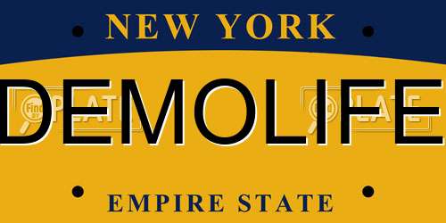 DEMOLIFE New York License Plate