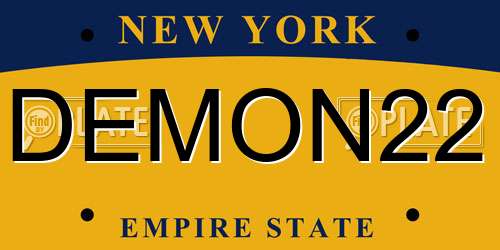 DEMON22 New York License Plate