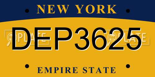 DEP3625 New York License Plate