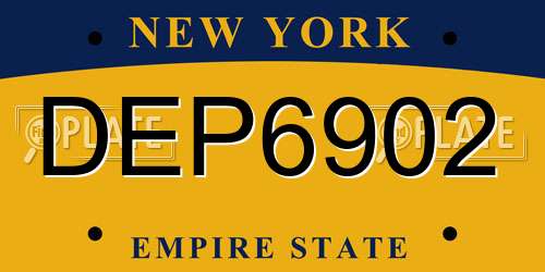 DEP6902 New York License Plate