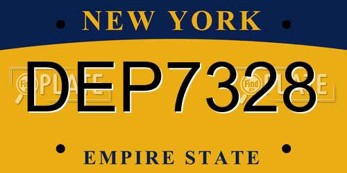 DEP7328 New York License Plate