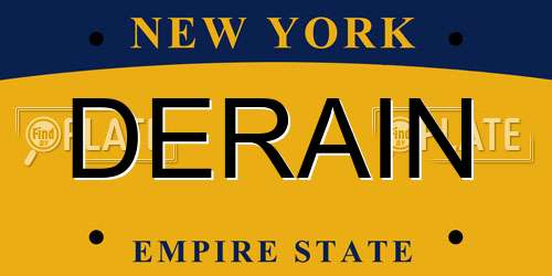 DERAIN New York License Plate