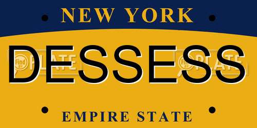 DESSESS New York License Plate