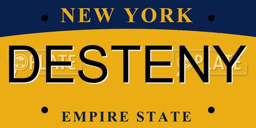 DESTENY New York License Plate