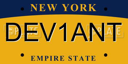 DEV1ANT New York License Plate
