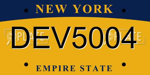 DEV5004 New York License Plate