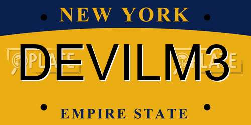 DEVILM3 New York License Plate