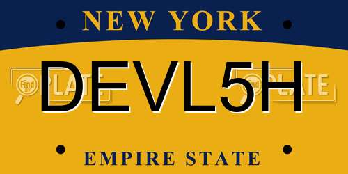 DEVL5H New York License Plate
