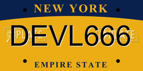 DEVL666 New York License Plate