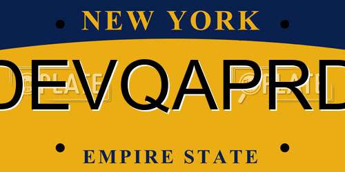 DEVQAPRD New York License Plate