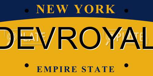 DEVROYAL New York License Plate