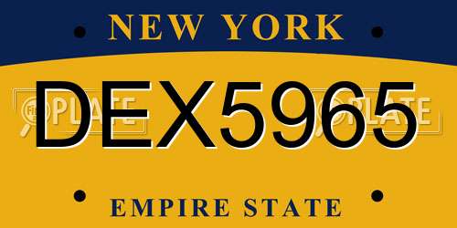 DEX5965 New York License Plate