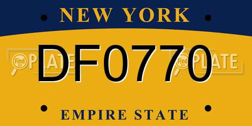 DF0770 New York License Plate