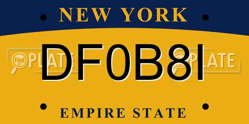 DF0B8I New York License Plate