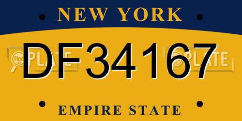 DF34167 New York License Plate