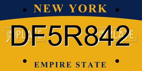 DF5R842 New York License Plate