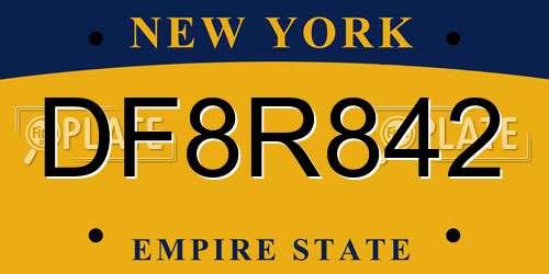 DF8R842 New York License Plate