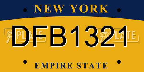 DFB1321 New York License Plate
