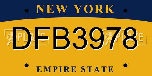 DFB3978 New York License Plate