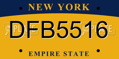 DFB5516 New York License Plate