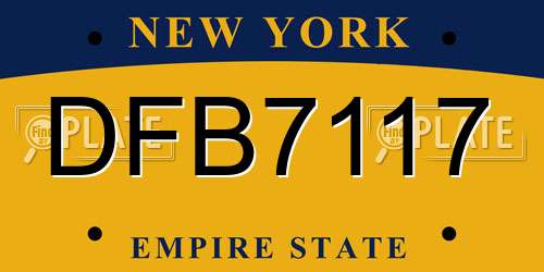 DFB7117 New York License Plate