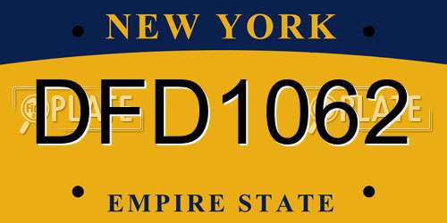 DFD1062 New York License Plate