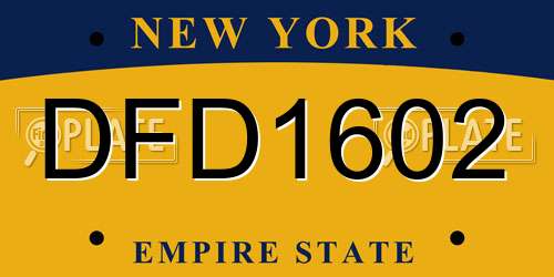 DFD1602 New York License Plate