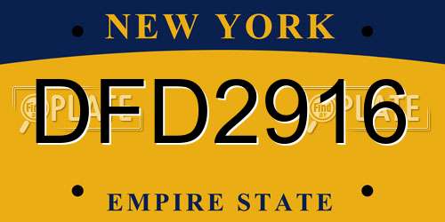 DFD2916 New York License Plate