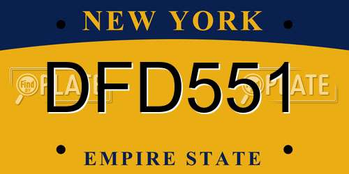 DFD551 New York License Plate
