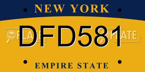 DFD581 New York License Plate