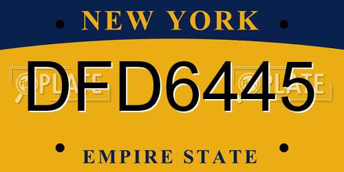 DFD6445 New York License Plate