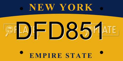 DFD851 New York License Plate