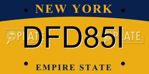 DFD85I New York License Plate