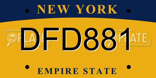 DFD881 New York License Plate