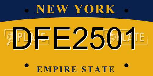 DFE2501 New York License Plate
