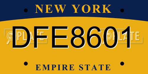 DFE8601 New York License Plate