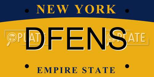DFENS New York License Plate