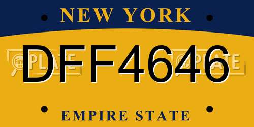 DFF4646 New York License Plate