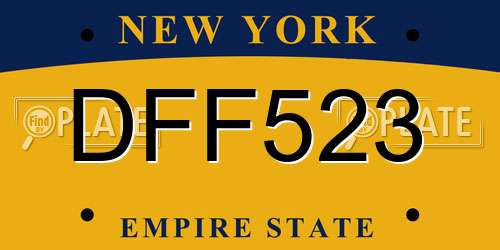 DFF523 New York License Plate