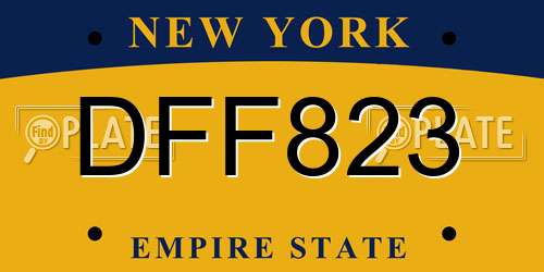 DFF823 New York License Plate