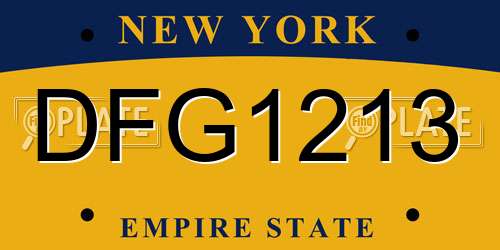DFG1213 New York License Plate