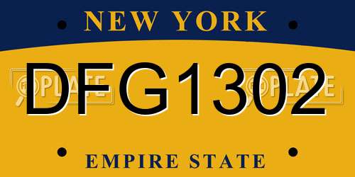 DFG1302 New York License Plate