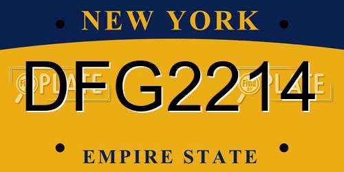DFG2214 New York License Plate